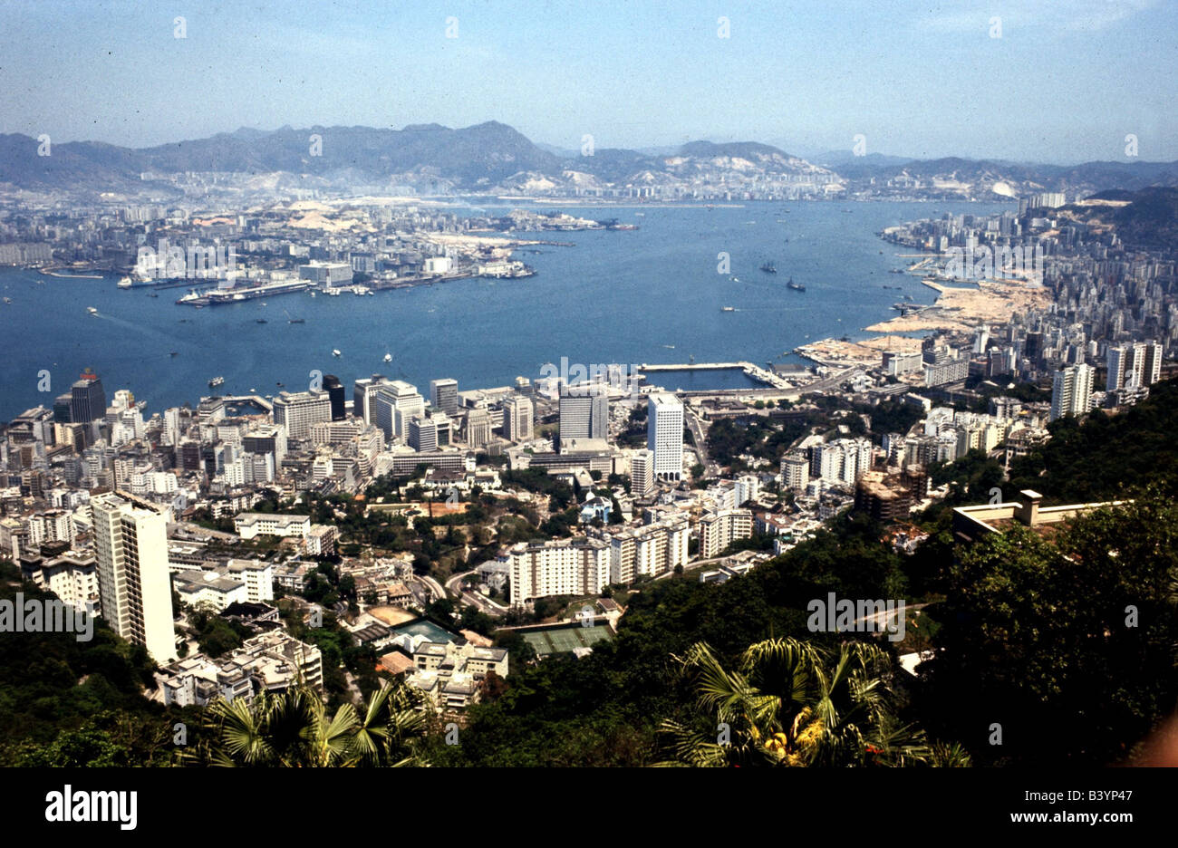 geography / travel, Hong Kong, Peak at Hong Kong Island, port and