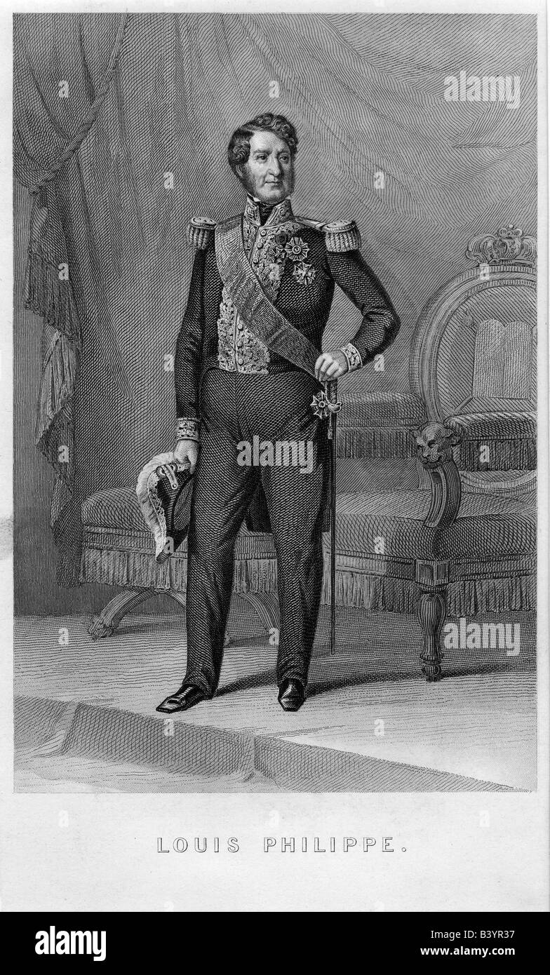 Louis Philippe, 6.10.1773 - 26. 8.1850, King of France 7.8.1830 - 24.2.1848, full length, engraving 19th century, Bourbon, Orleans, King of the French, , Artist's Copyright has not to be cleared Stock Photo