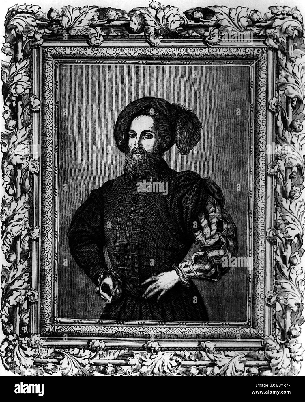 Borgia, Cesare, 13.9.1475 - 12.3.1507, Italian politician, half length, wood engraving, 19th century, , Stock Photo