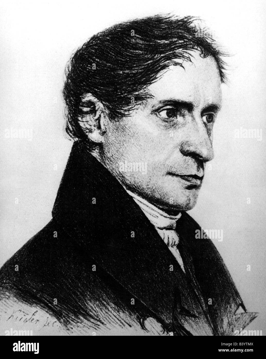 Eichendorff, Joseph, von, 10.3.1788 - 26.11.1857, German author / writer, portrait, Franz Kugler (1808  1858), 1832, , Stock Photo