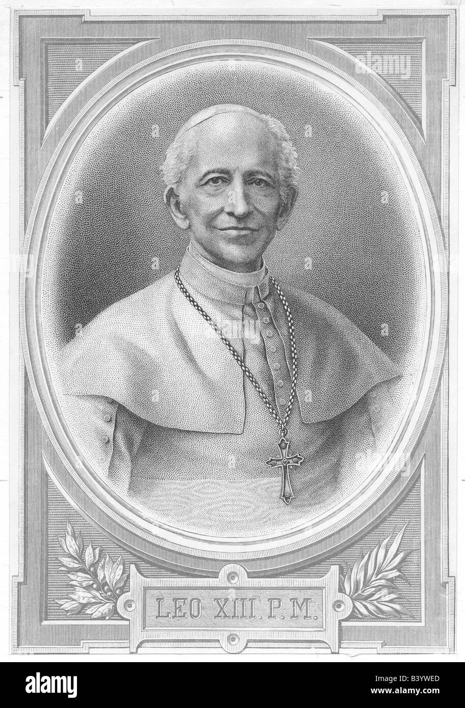 Leo XIII (Vincenzo Gioacchino Pecci), 2.3.1810 - 20.6.1903, Pope 20.2.1878 - 20.6.1903, half length, lithograph, 19th century, , Stock Photo