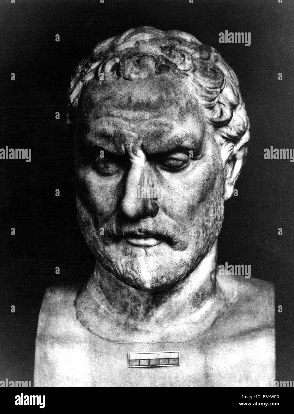 Demosthenes, 384 - 322 B.C., Greek orator, portrait, bust, Stock Photo