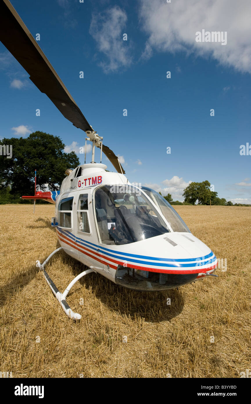 Bell Jetranger two helicopter on the ground Stock Photo