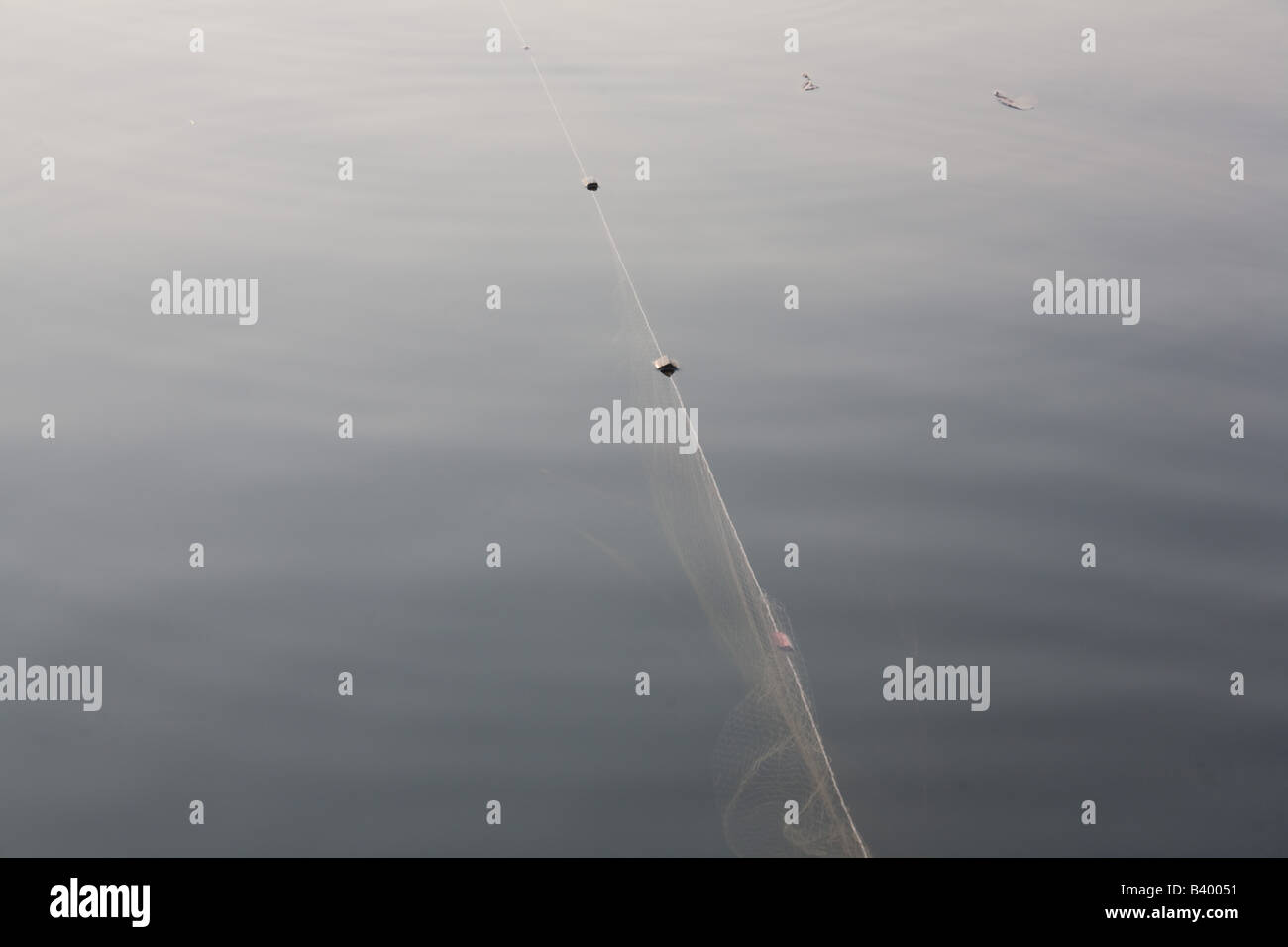 Illegal gill net fishing nets, Kafuie river Zambia Africa Stock Photo