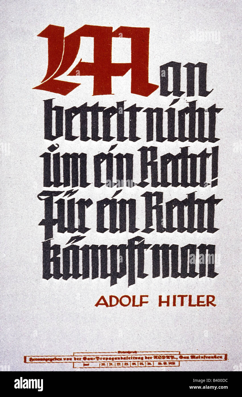 Nazism / National Socialism, propaganda, slogan by Adolf Hitler, calendar sheet, 1930s, 30s, Nazi Germany, Third Reich, politics, 20th century, , Stock Photo