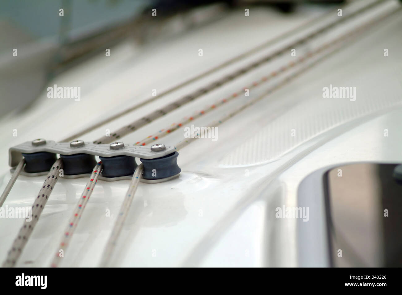 Yatch Forward Part nautic parts of a yatch with cords details Stock Photo - Alamy