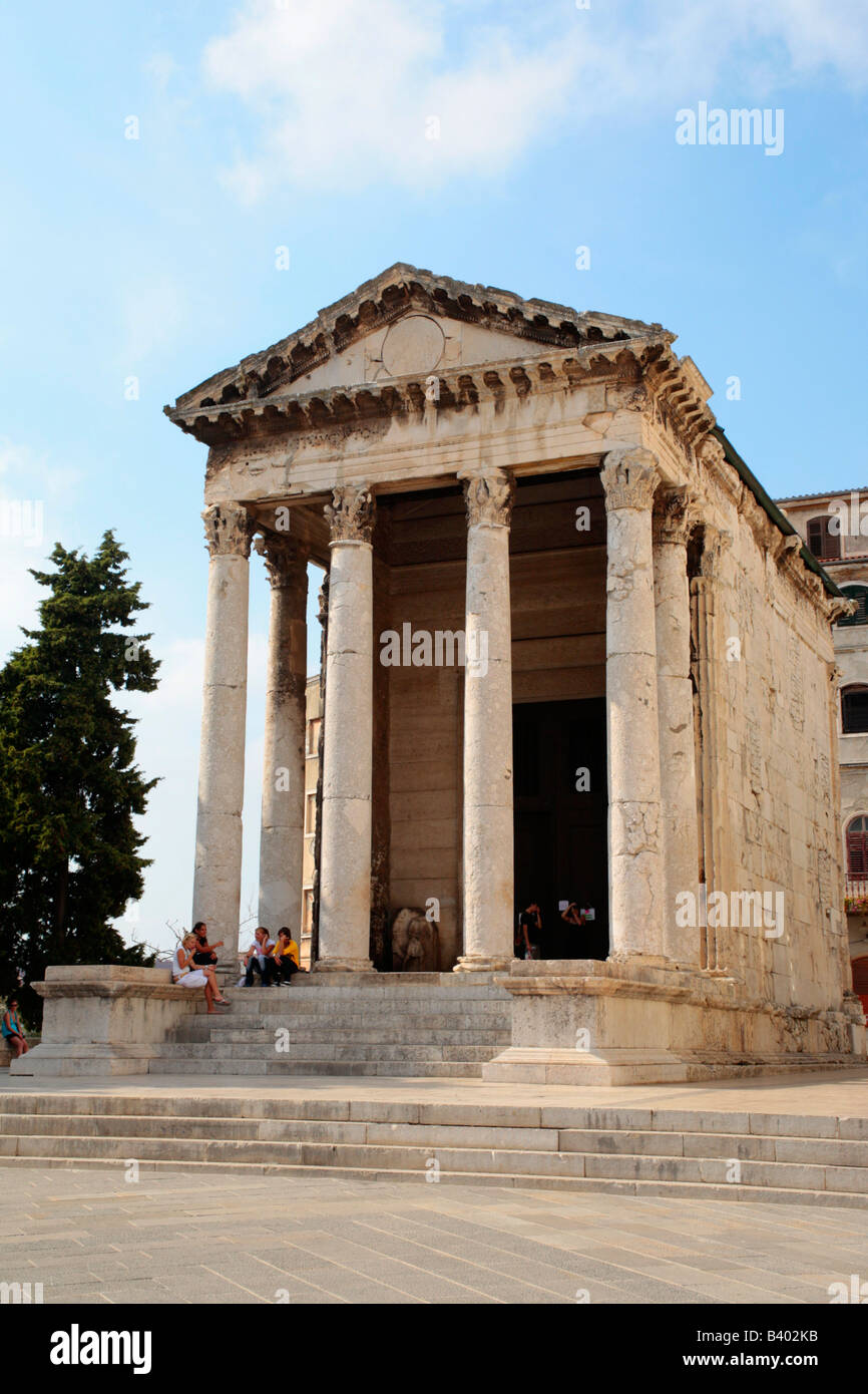 Augustus Temple in Pula in Istria, Republic of Croatia, Eastern Europe Stock Photo
