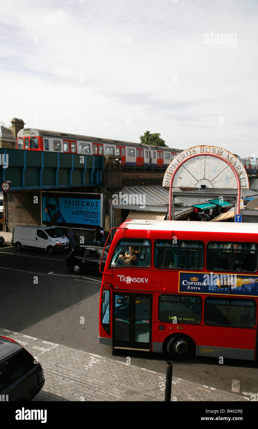 Bus and tube at Goldhawk Road, Shepherds Bush, London Stock Photo Alamy