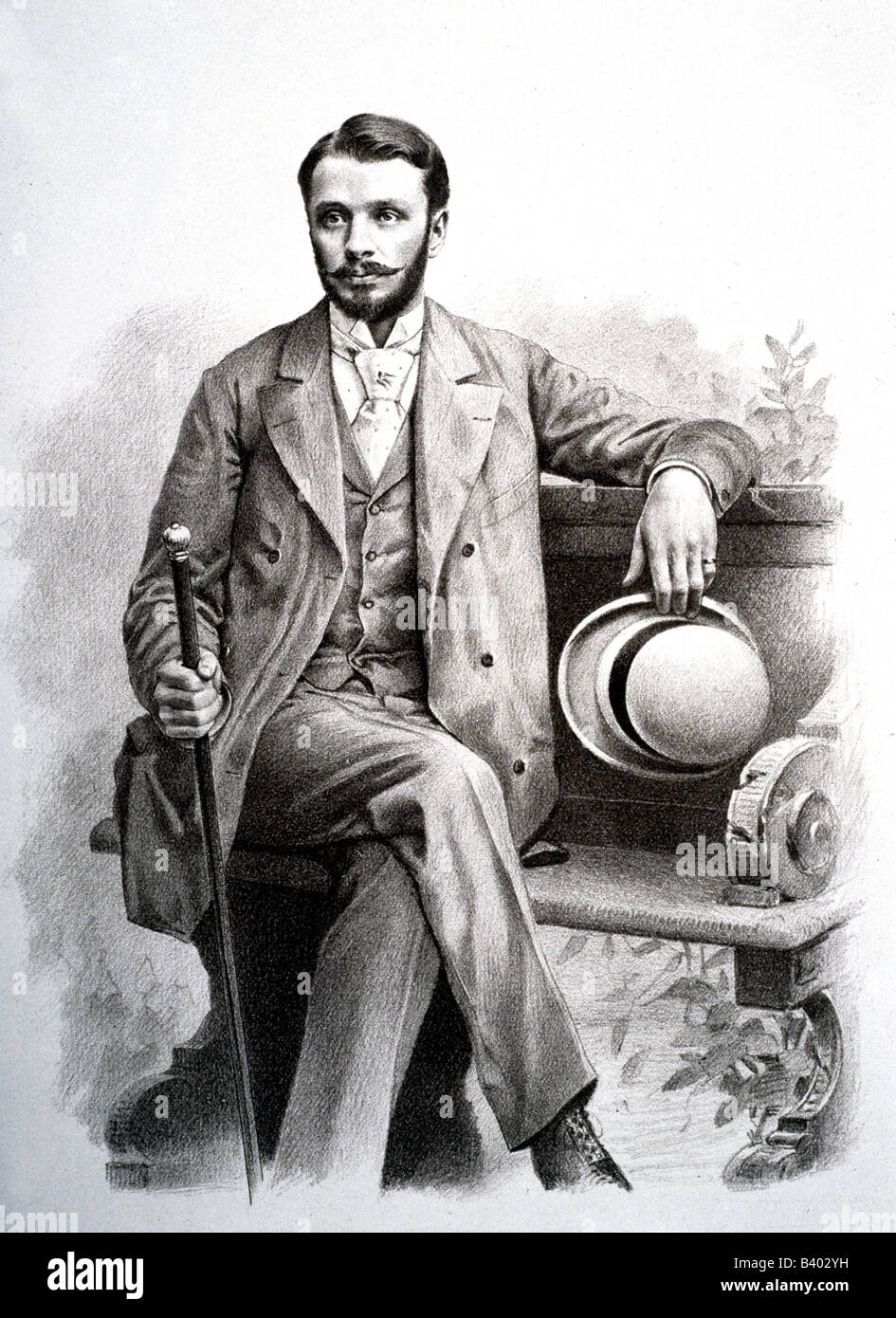 Andrassy, Gyula, 30.6.1860 - 11.6.1929, Hungarian politician, half length, sitting, lithograph, Vienna, late 19th century, , Stock Photo