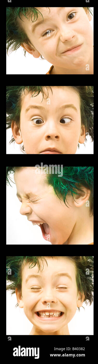 Series of portraits of boy with green hair Stock Photo - Alamy