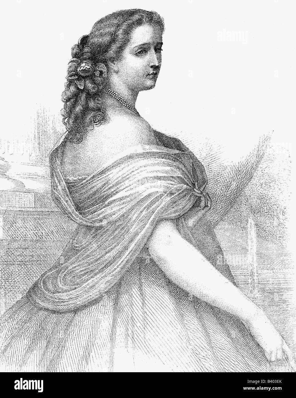 Eugenie, 5.5.1826 - 11.7.1920, Empress Consort of France 30.1.1853 - 4.9.1870, half length, steel engraving by Metzger, 1853,  , Artist's Copyright has not to be cleared Stock Photo