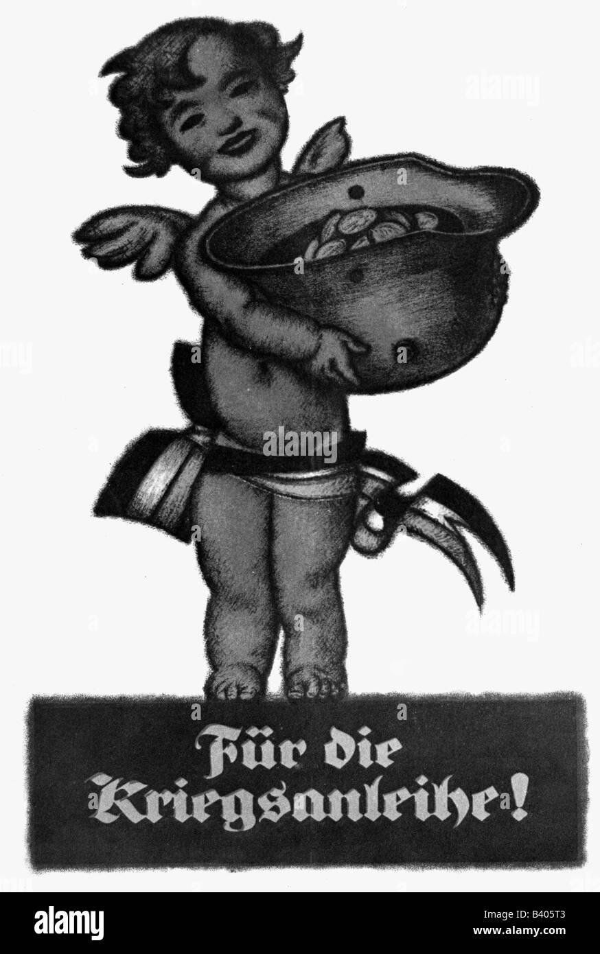 events, First World War / WWI, propaganda, poster 'Fuer die Kriegsanleihe!' (For the war bond!), drawing, by Paul Plontke (1884 - 1966), Germany, circa 1917, Stock Photo