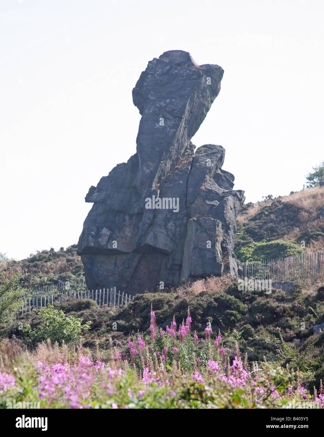 Old Man of Mow rock formation Mow Cop Stoke on Trent Staffordshire Photo by John Keates Stock Photo