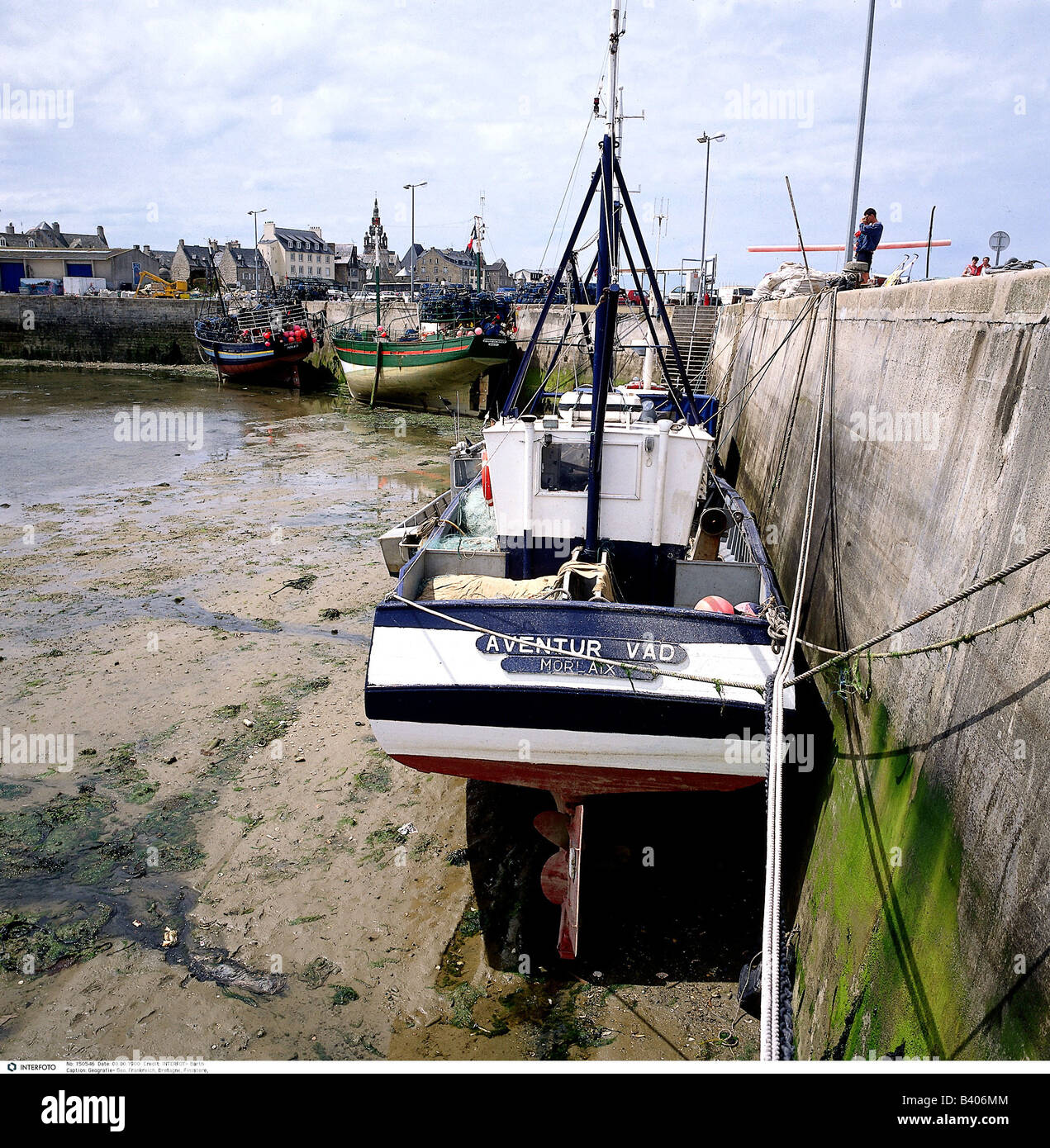 geography / travel, France, Brittany, Finistere, Roscoff, cutter, port, ship, navigation, fishing, Stock Photo