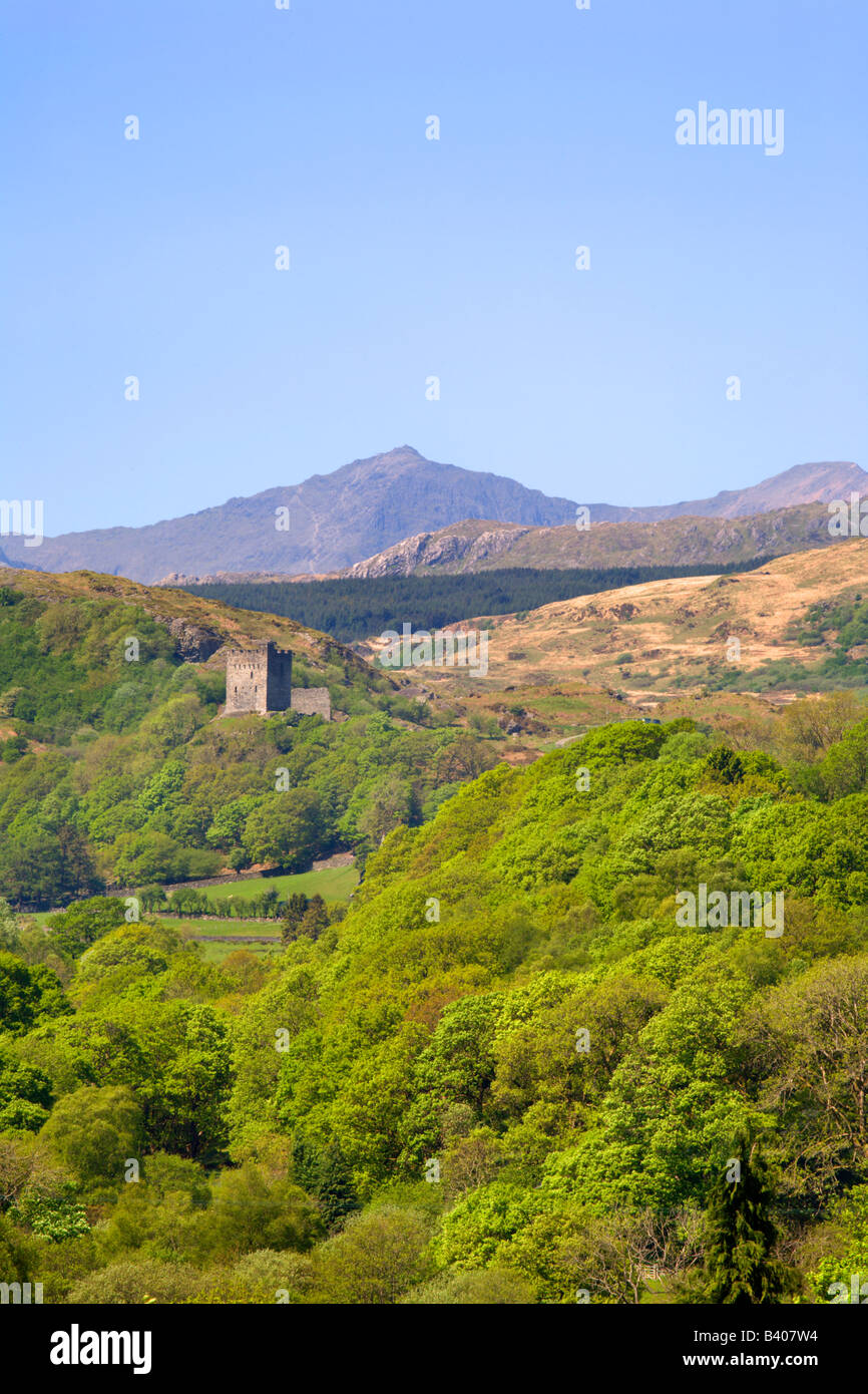 Snowdon and Dolwyddelan Castle Snowdonia Wales Stock Photo