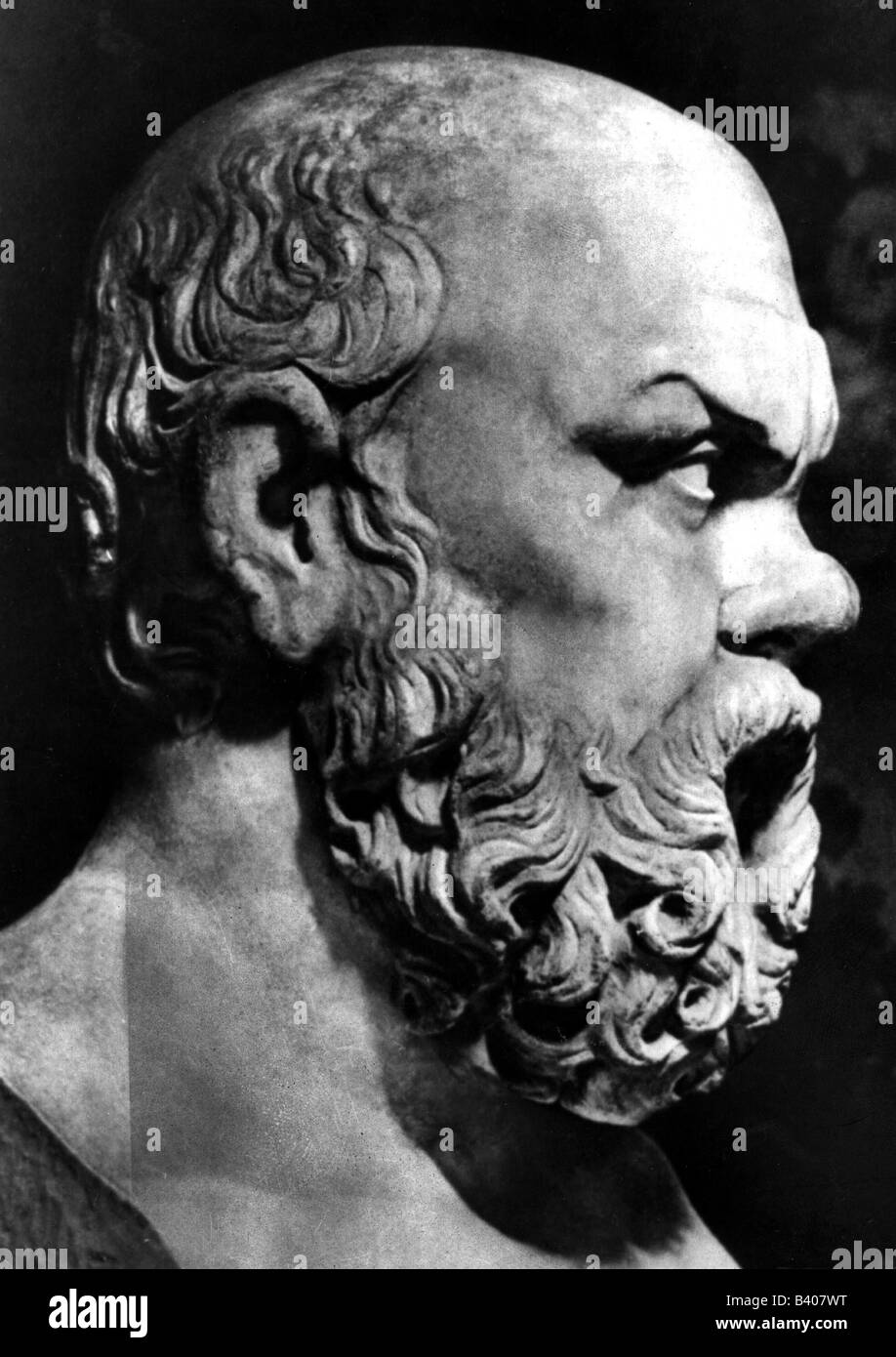 Socrates, 469 - 399 BC, Greek philosopher, portrait, bust, original in Villa Albani, Rome, Italy, 19th century, Stock Photo