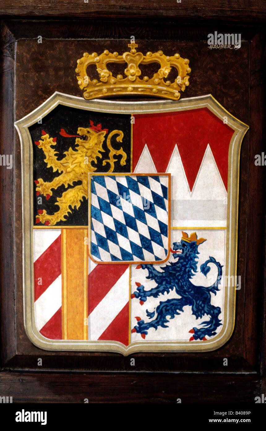 heraldry, coat of arms, Germany, Kingdom of Bavaria, crest 1835 - 1919, Stock Photo