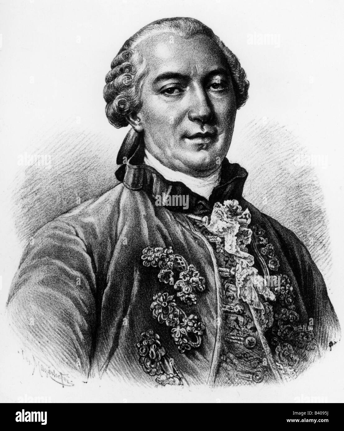 Buffon, Georges Louis Leclerc Comte de, 7.9.1707 - 16.4.1788, French natural scientist, portrait, lithograph, Stock Photo