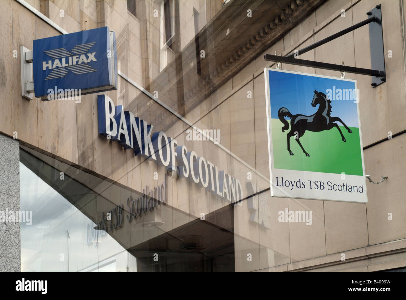 The takeover of Halifax Bank of Scotland by Lloyds TSB Stock Photo