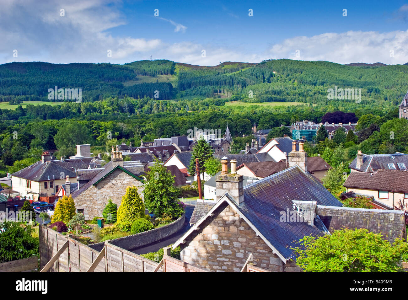 View over the town of Pitlochry Perthshire, Scotland Great Britain UK 2008 Stock Photo