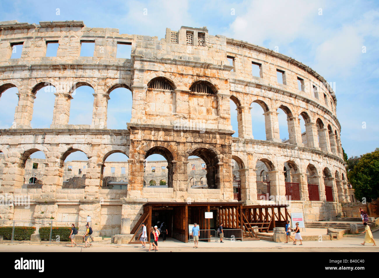 Roman Arena in Pula in Istria, Republic of Croatia, Eastern Europe Stock Photo