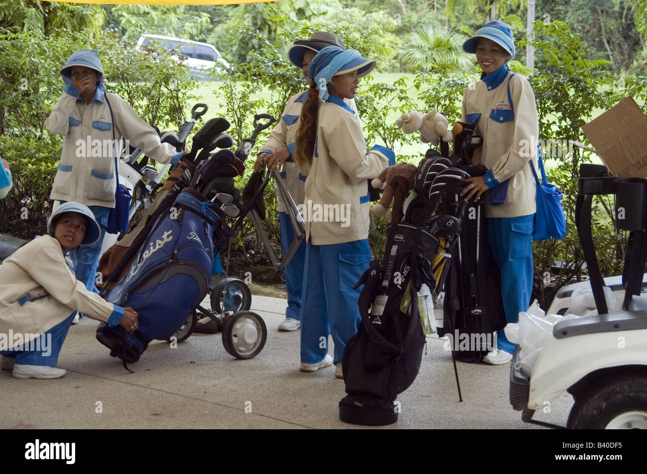 Golf caddies. Phuket Thailand Stock Photo Alamy