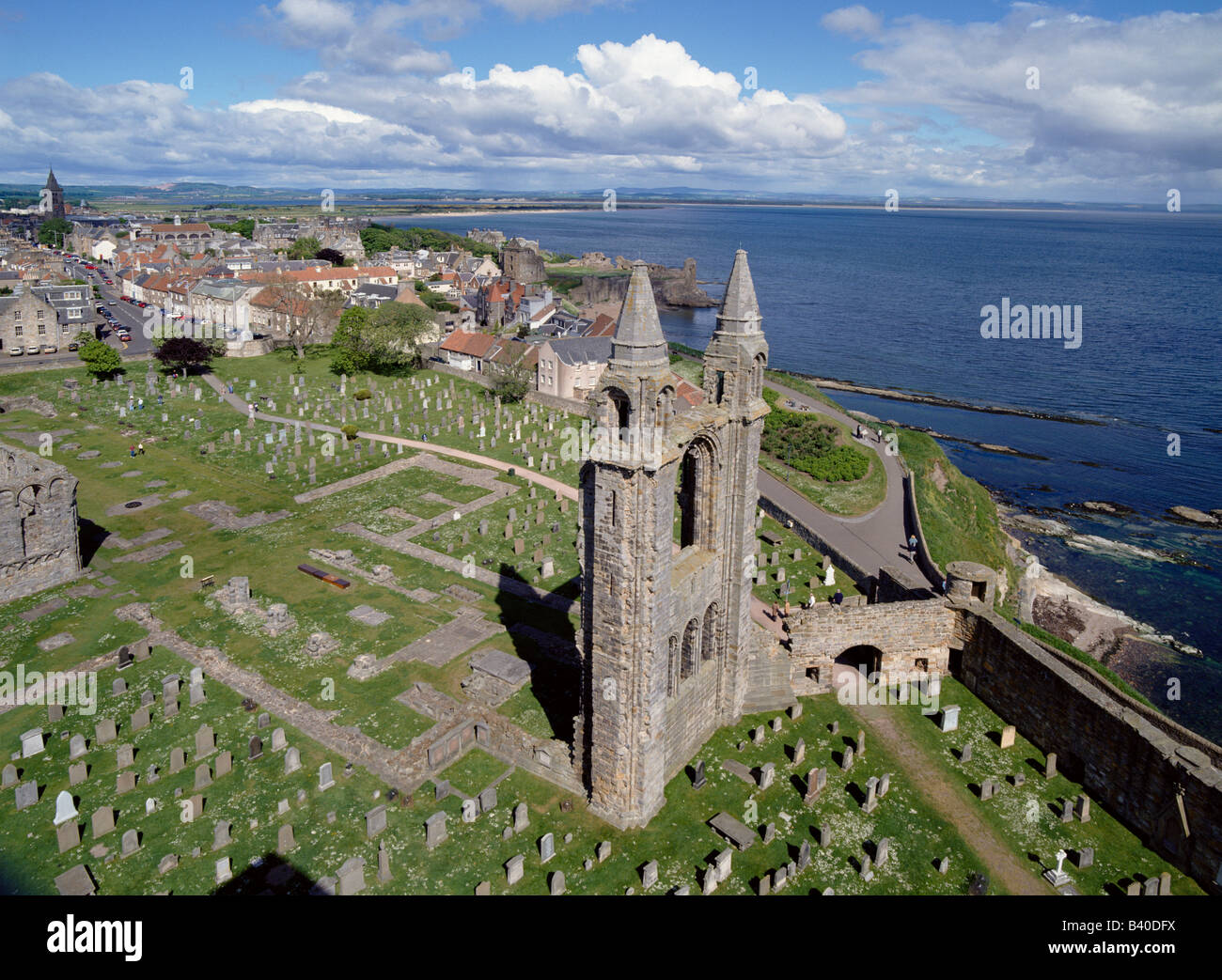dh Cathedral ST ANDREWS FIFE Catherdral ruins cemetery town castle and North street Saint andrew scotland Stock Photo