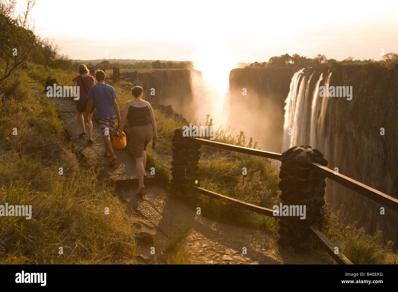 Victoria falls  at sunset. Livingstone Zambia Africa Stock Photo