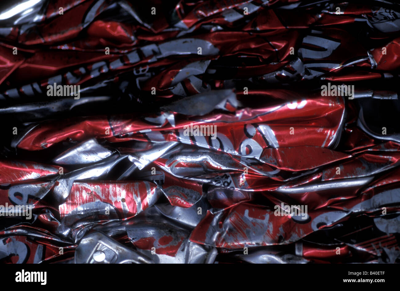 Crushed cans recycling centre uk © Mark Shenley Stock Photo Alamy