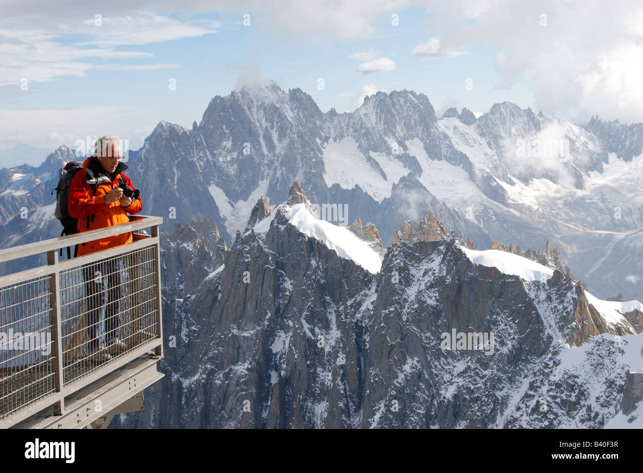 Viewpoint at the summit of the Aiguille du midi cable car near Chamonix