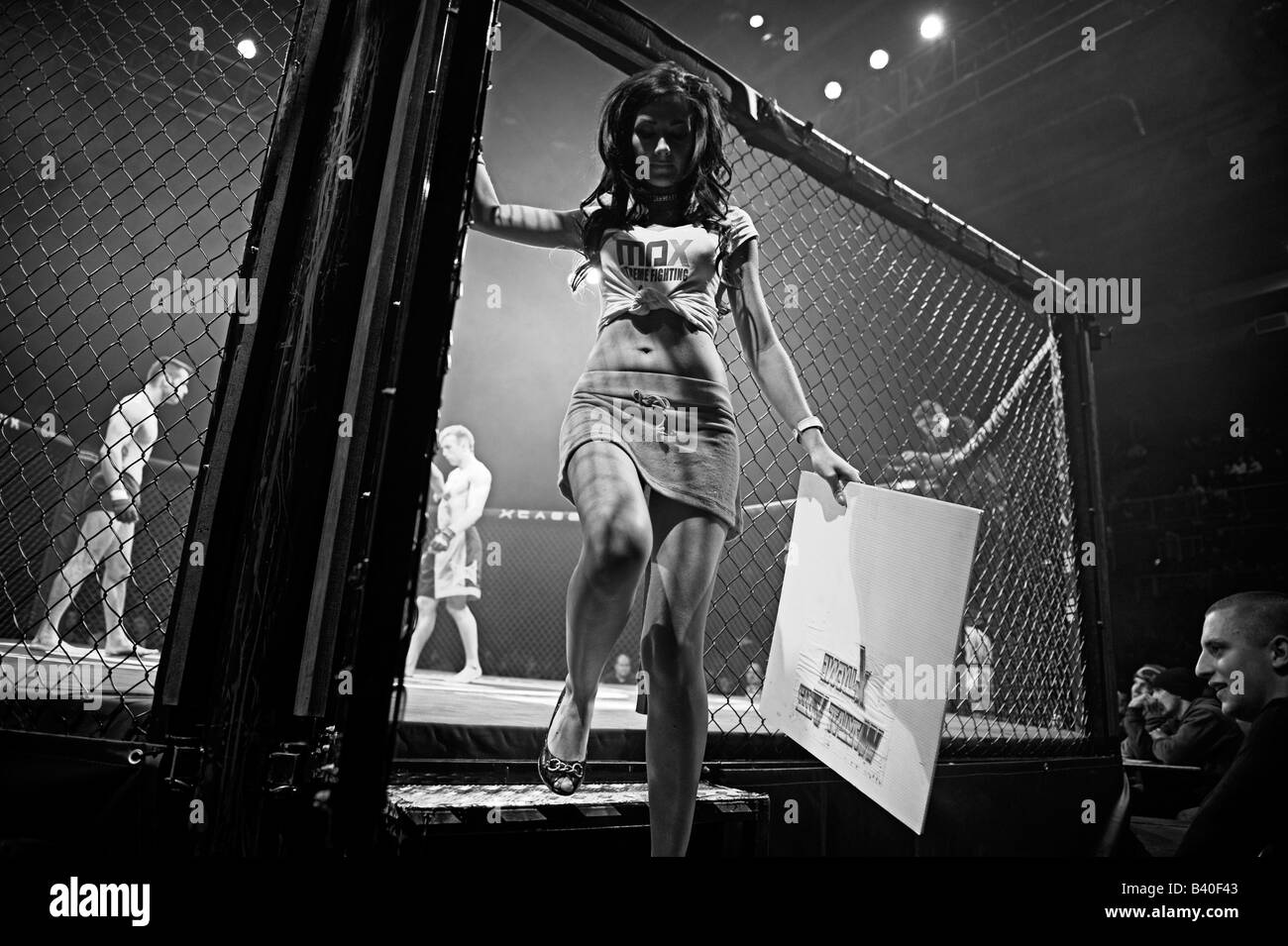 Professional female karate fighter Black and White Stock Photos