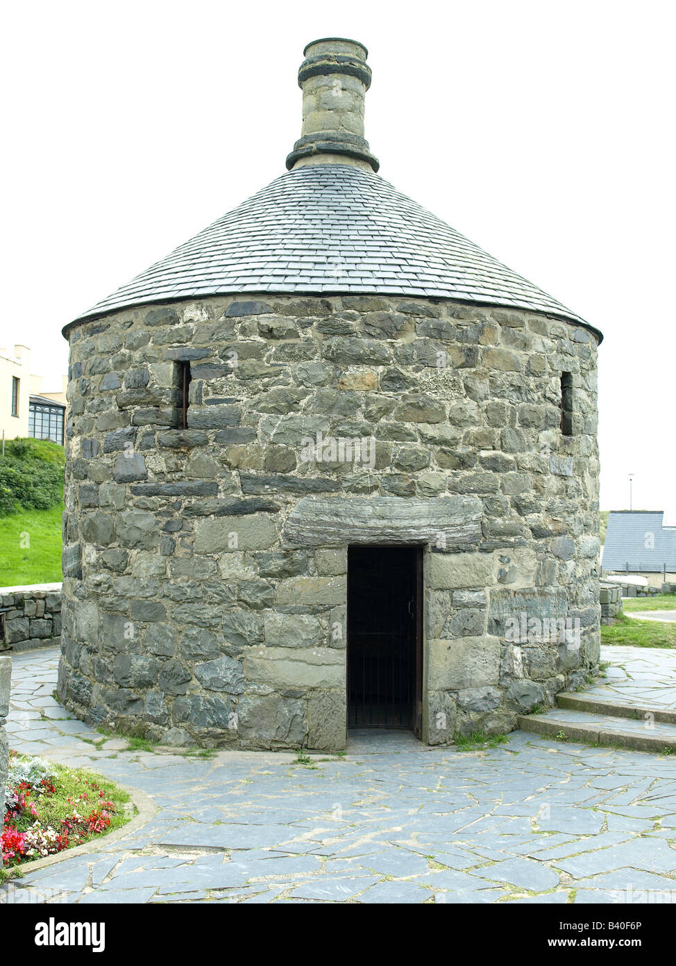 The round tower,a jail used for drunkards and thieves and built in 1834 at Barmouth,Wales,uk. Stock Photo