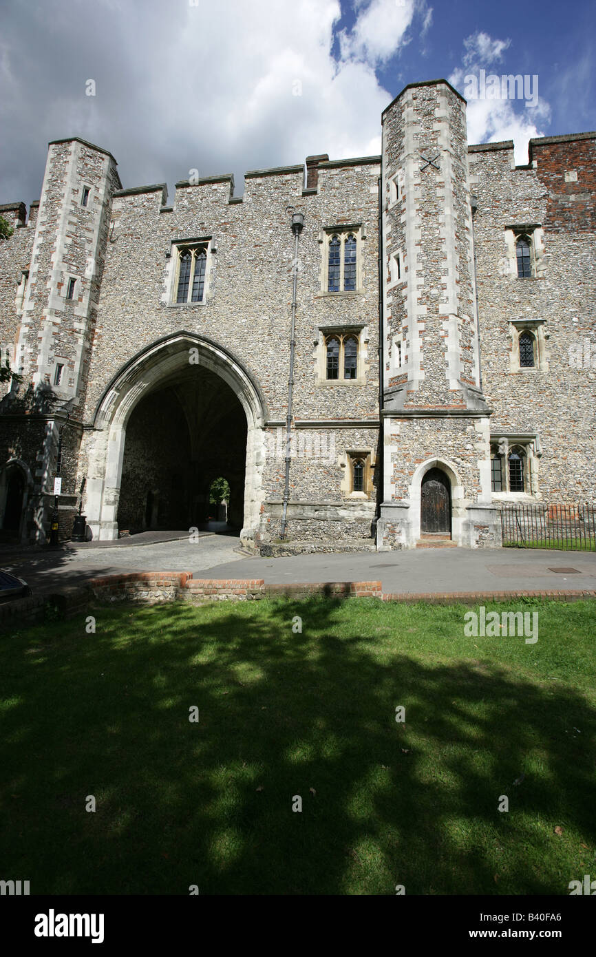 City of St Albans, England. The Abbey Gateway is the only original building that remains from the former Abbey of St Albans. Stock Photo