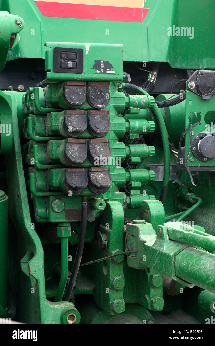 Hydraulic connections on rear of large farm tractor Stock Photo Alamy