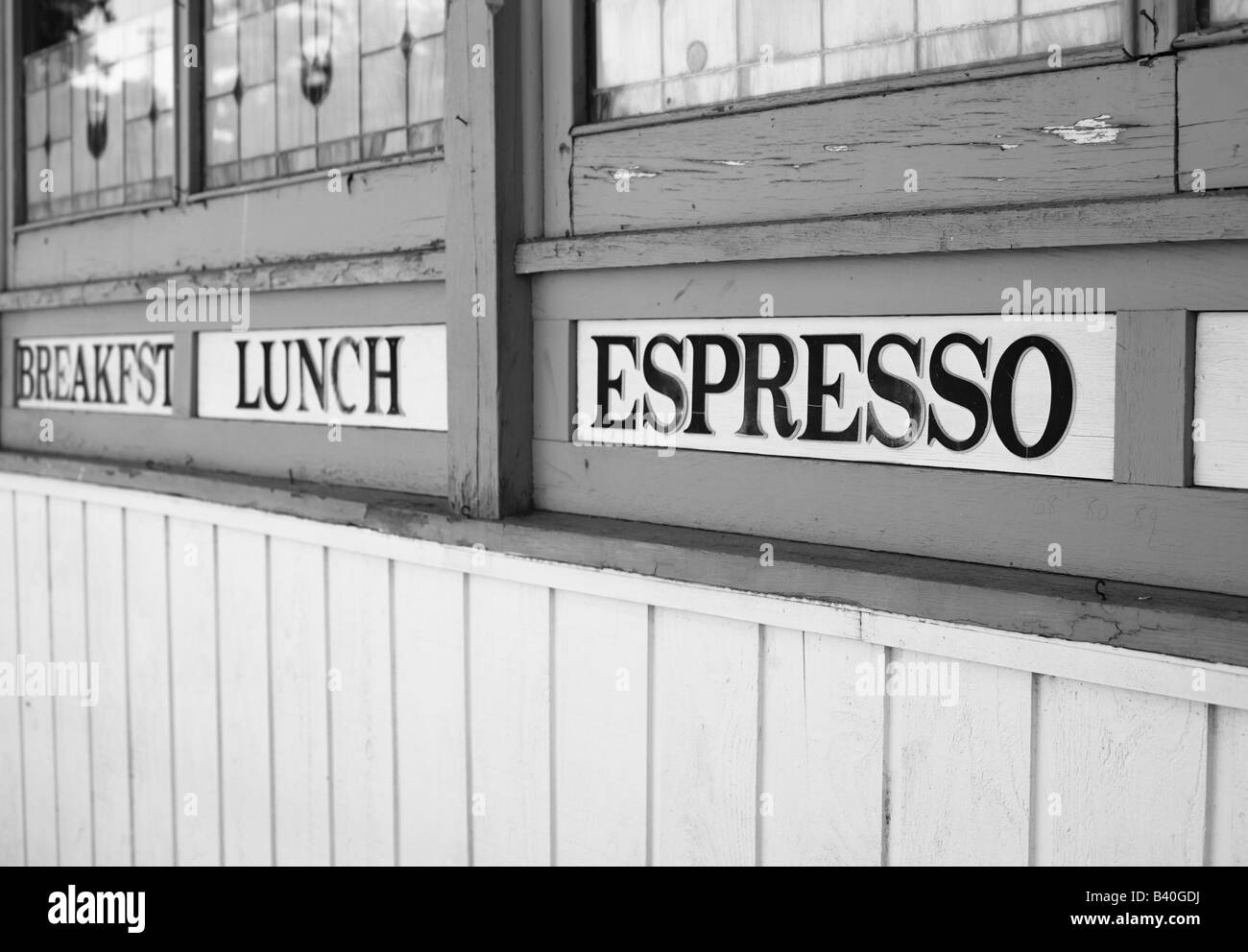 Signs on exterior of diner Stock Photo