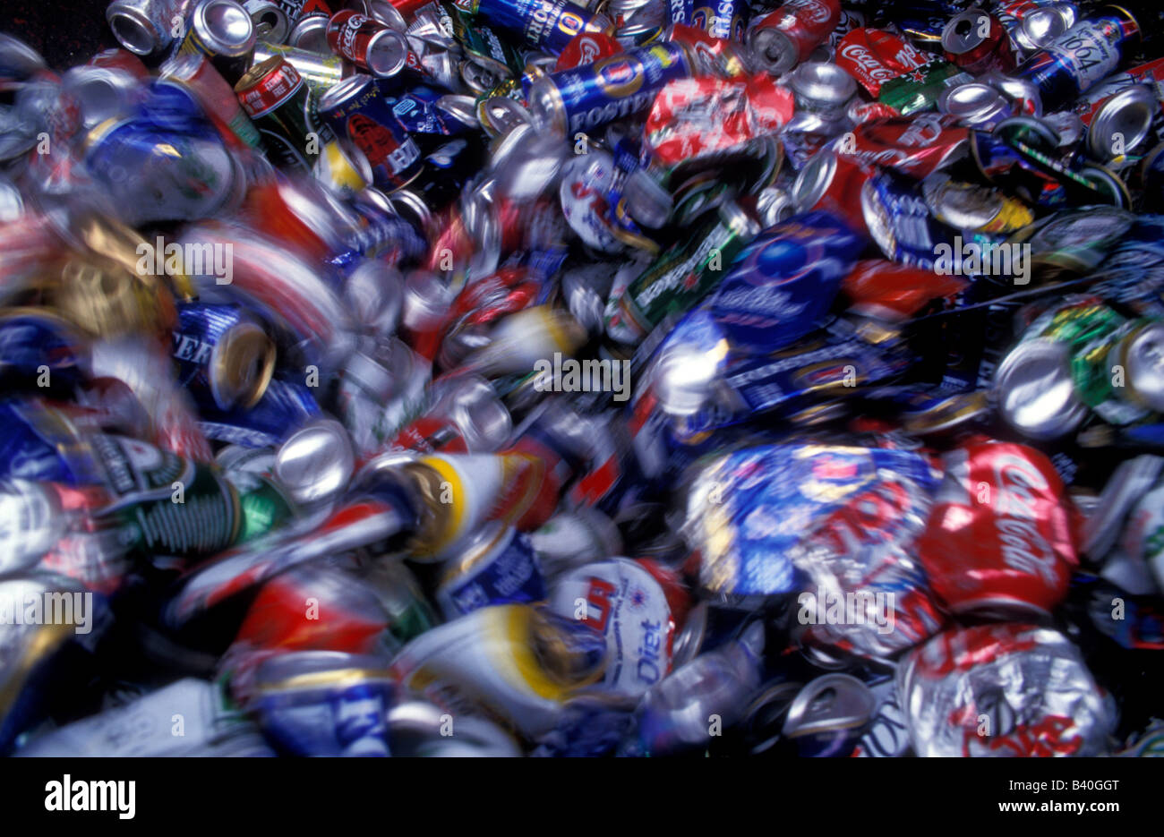 Crushed cans recycling centre uk © Mark Shenley Stock Photo Alamy