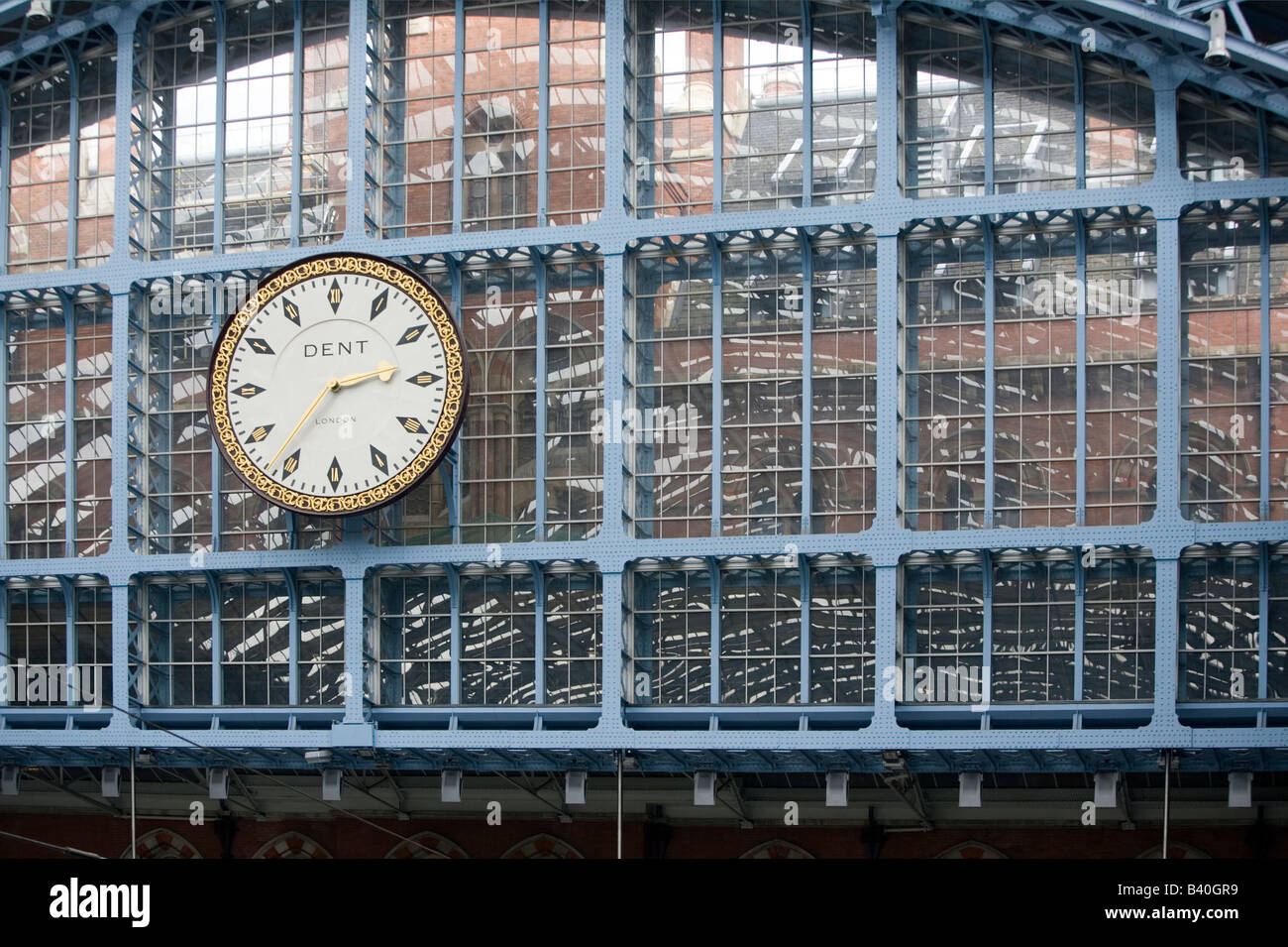 Clock at St. Pancras International Rail Terminal, London, England, UK Stock Photo