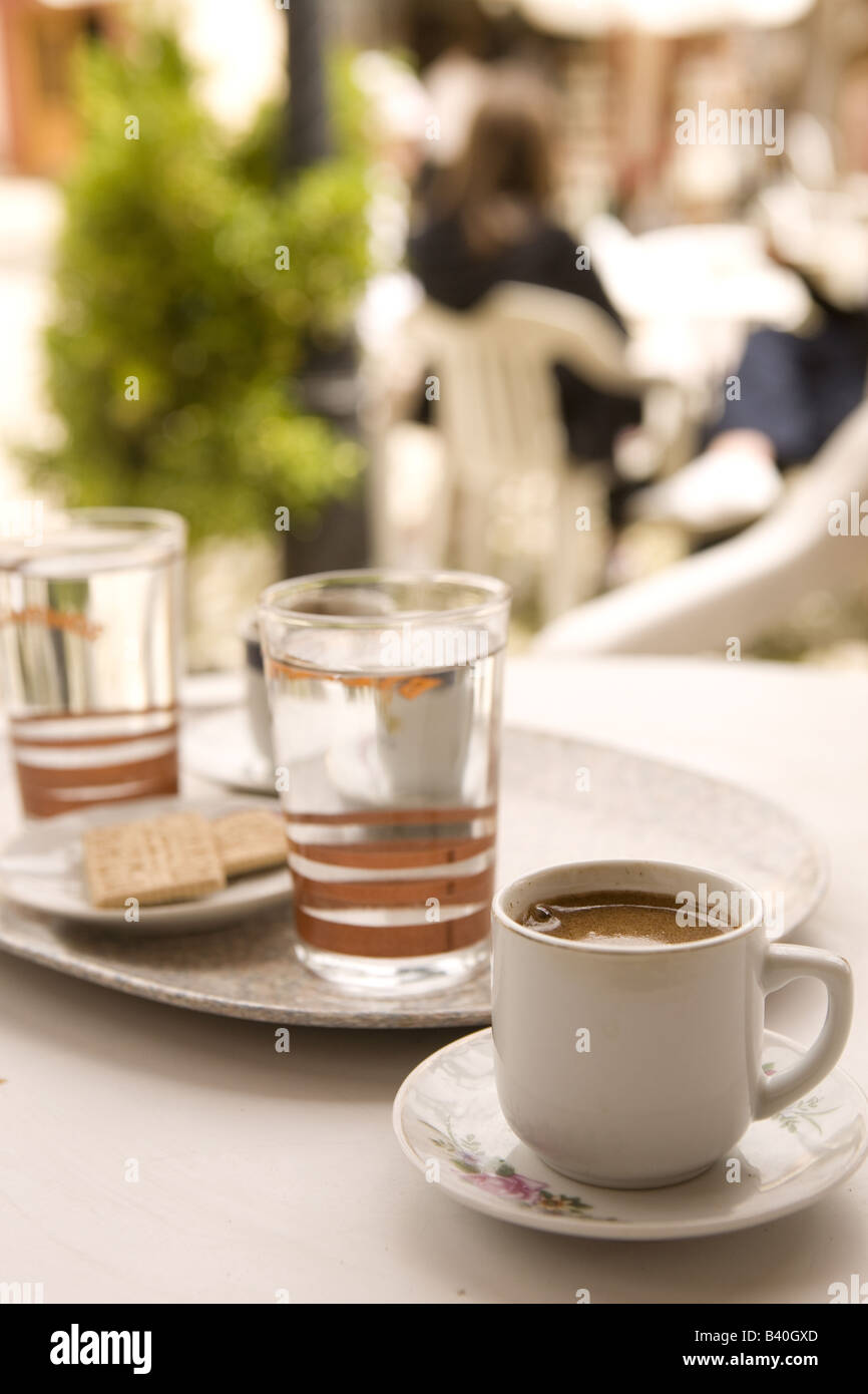 Traditional strong Cypriot coffee in the village of Omodos, Cyprus