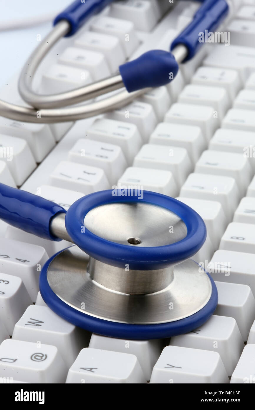 Computer and stethoscope Stock Photo Alamy