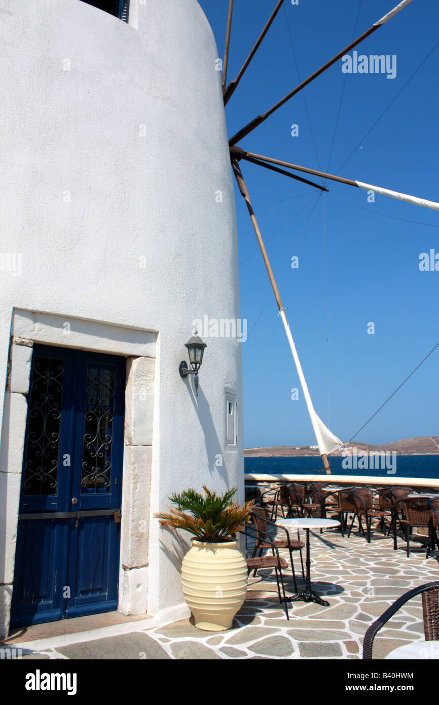 Windmill Parikia Paros Cyclades Island Greece Stock Photo