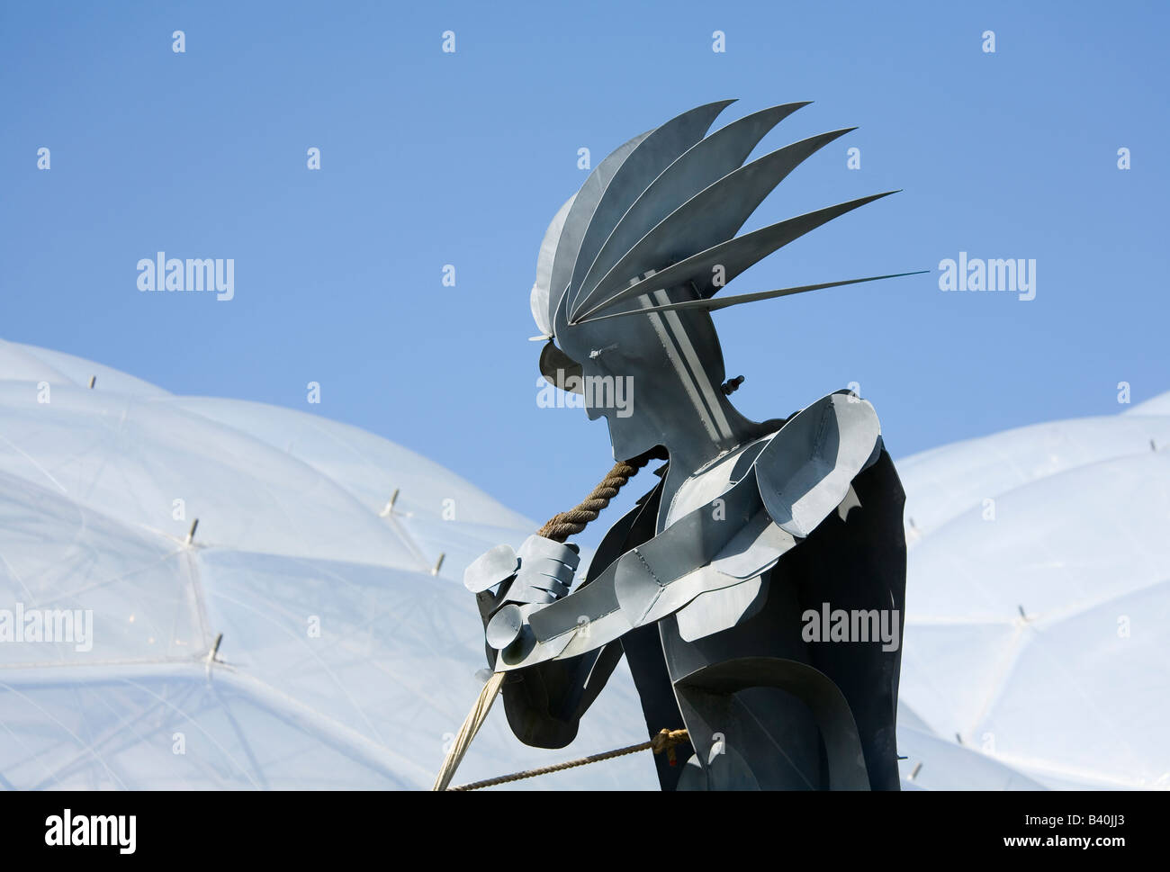 Statue of a man outside the Biomes at the Eden Project in Cornwall