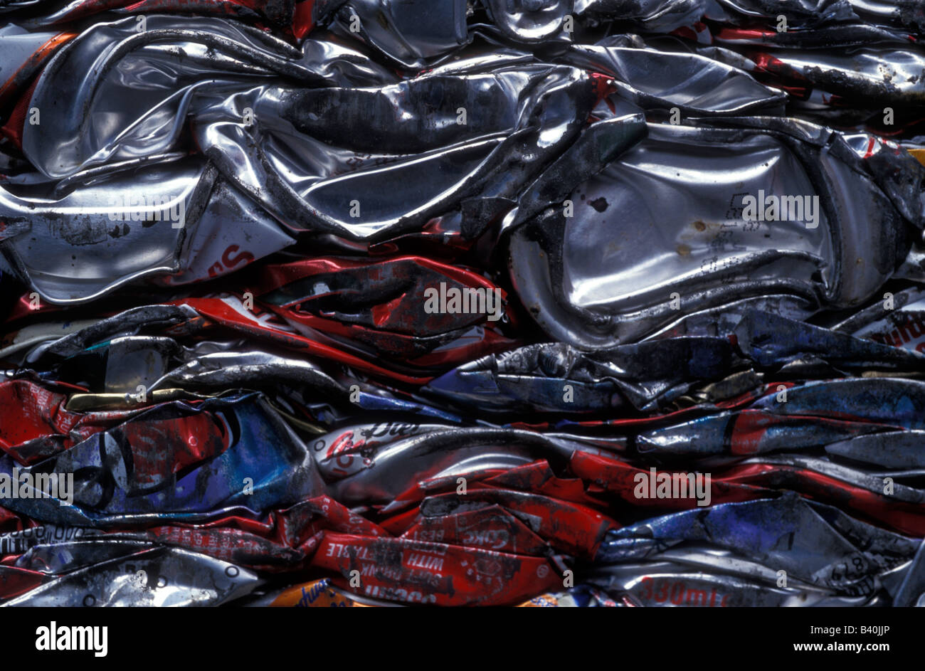 Crushed cans recycling centre uk © Mark Shenley Stock Photo Alamy