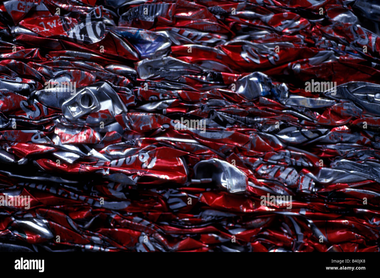 Crushed cans recycling centre uk © Mark Shenley Stock Photo Alamy