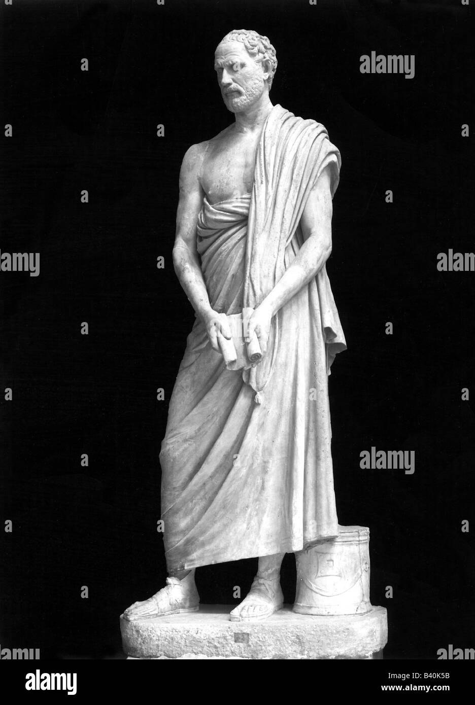 Demosthenes, 384 - 322 B.C., Greek orator, full length, statue, Vatican Museum, Rome, Stock Photo
