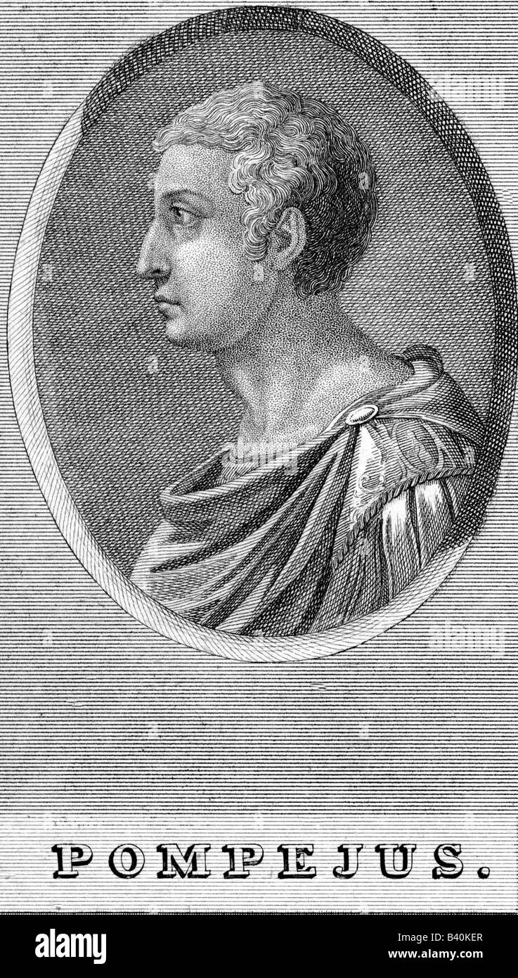 Pompeius Magnus, Gnaeus, 106 - 48 BC, Roman politician & military leader, portrait, side view, engraving, circa 18th century, Pompey the Great, ancient world, Roman Empire, , Artist's Copyright has not to be cleared Stock Photo