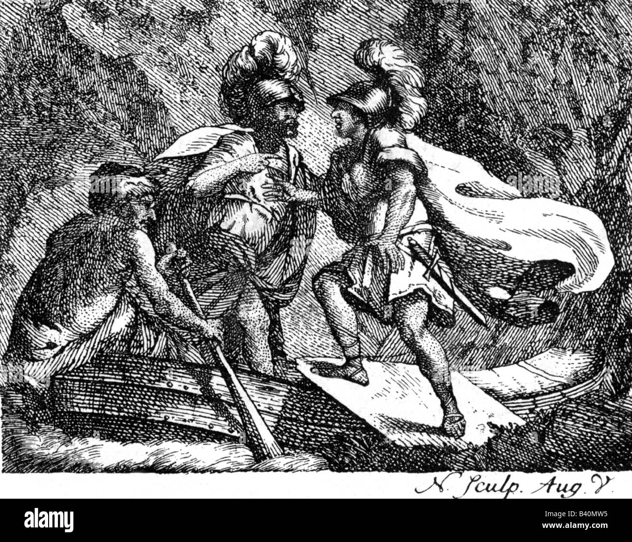 Schiller, Friedrich, 10.11.1759 - 9.5.1805, German author / writer, works, play 'Die Räuber' (The Robbers), illustration, engraving, , Artist's Copyright has not to be cleared Stock Photo