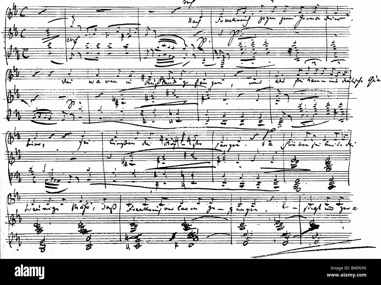 Schumann, Robert, 8.6.1810 - 29.7. 1856, German composer, transcription, ballad, 'Die Grenadiere', 1816, by Heinrich Heine, (1797 - 1856), composed, 1840, music, , Stock Photo