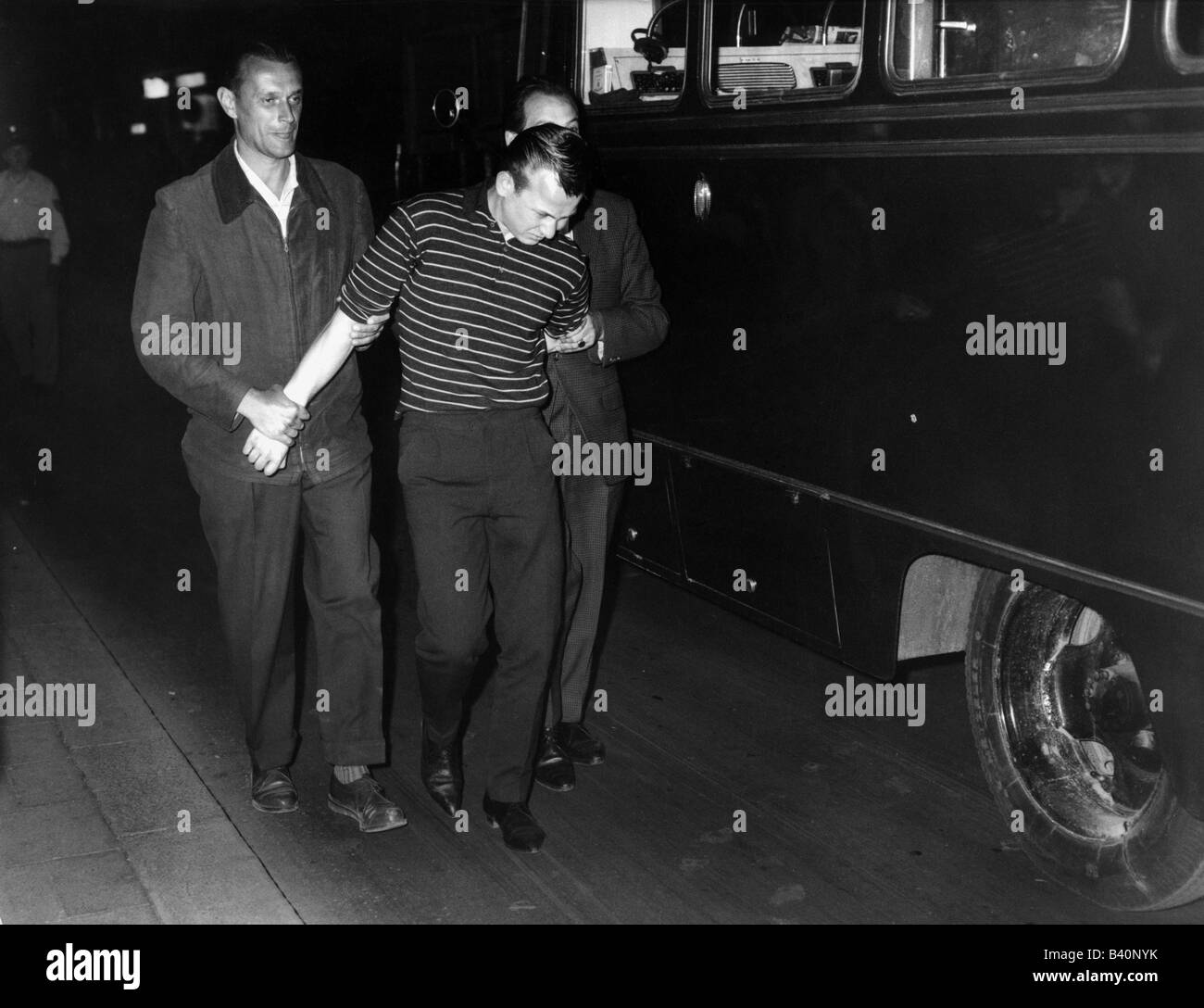 geography / travel, Germany, politics, demonstrations, 'Schwabing Riots', arresting of a demonstrator, Munich, 1962, Stock Photo