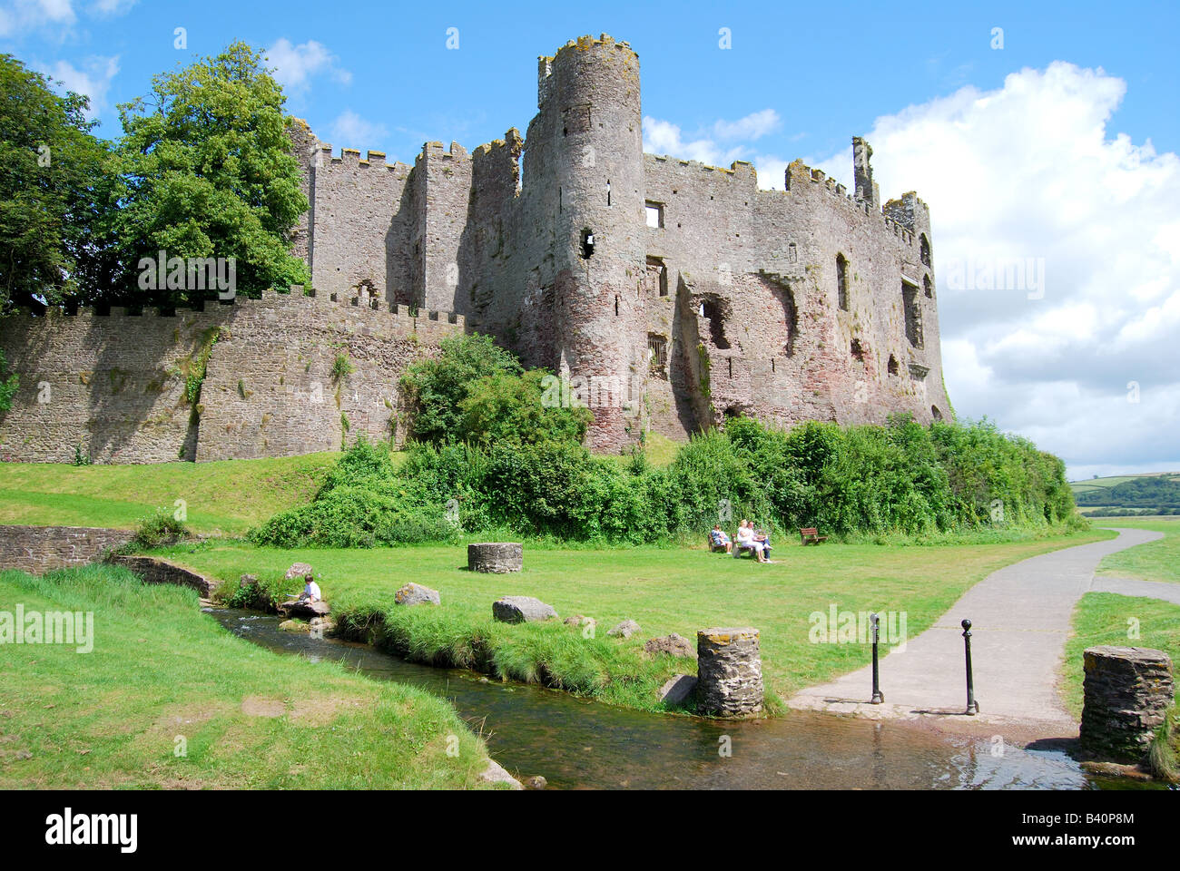 12th century Laugharne Castle, Laugharne, Carmarthenshire, Wales (Cymru), United Kingdom Stock Photo