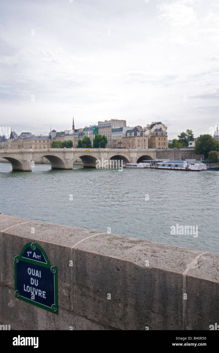 The seine in quay du Louvre in Paris Stock Photo
